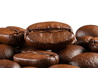 Roasted aromatic coffee beans close up for beverage and cafe concept