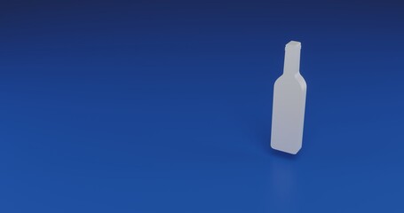 Isolated realistic white beer bottle symbol with shadow. Located on the right side of the scene. 3d illustration on transparent background