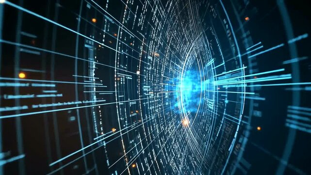 Futuristic digital tunnel