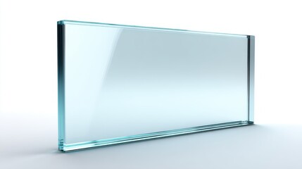 A stunning image of floating panel of transparent glass in a 9x16 aspect ratio, isolated on a white background.