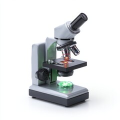 Close up of microscope equipment on white background