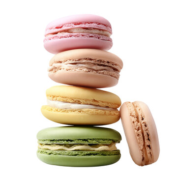 A stack of colorful macarons, a sweet and delicate French pastry. The macarons are in various pastel colors, creating an inviting visual and delicious anticipation