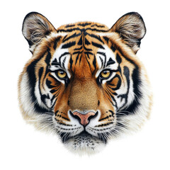 Fototapeta premium Majestic tiger portrait intense gaze wildlife animal orange fur big cat on transparent background