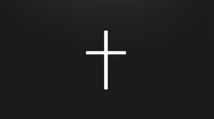 A white cross on a black background.