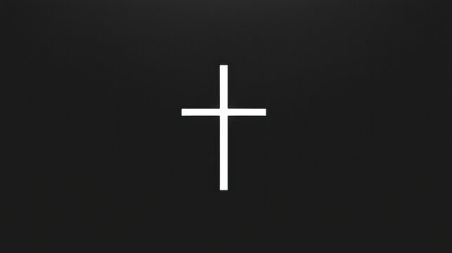 A white cross on a black background.