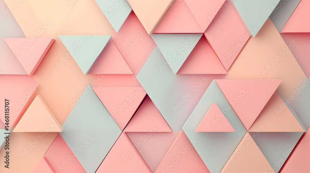 Poster pastel triangular arrangement: a soft geometric pattern with subtle depth