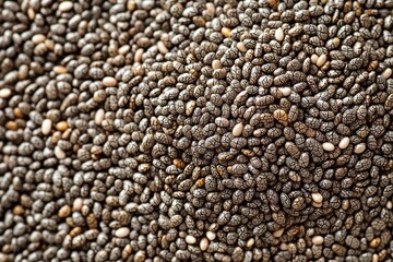 Abundant Collection of Chia Seeds in Top View as a Natural Food Background