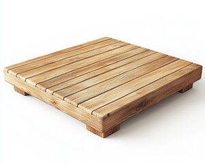 3D Render of Isolated Wooden Square Table on White Background with Clipping Path - Perfect for Empty Space Design