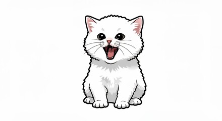 Fototapeta premium Cartoon white cat image