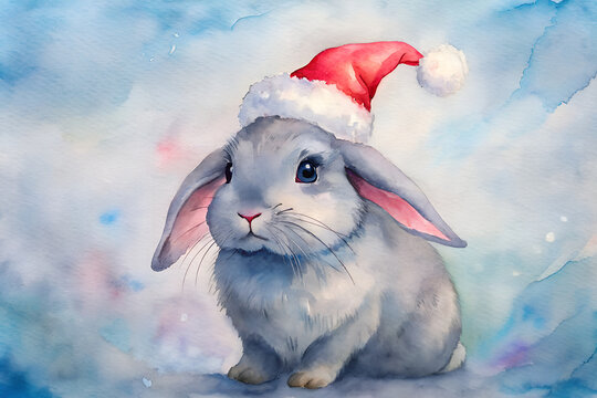 rabbit in santa hat