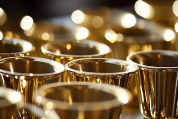 Abstract Close-Up of Multiple Communion Cups: A Symbolic Element of Christian Tradition