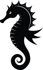 Elegance in Silhouette: An enchanting silhouette of a seahorse, a timeless symbol of grace and mystery, stands out. This monochromatic image offers an alluring visual.