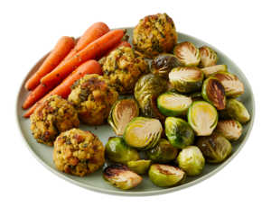 Brussels Sprouts Stuffing and Carrots Isolated on Transparent Background