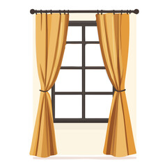 Window Curtain 2D flat vector illustration, isolated on a white background.