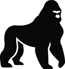 Abstract Gorilla Brushstroke Art | Creative and Dynamic Gorilla Vector with Brush Ink Texture for Modern Animal Illustrations and Graphic Design Projects