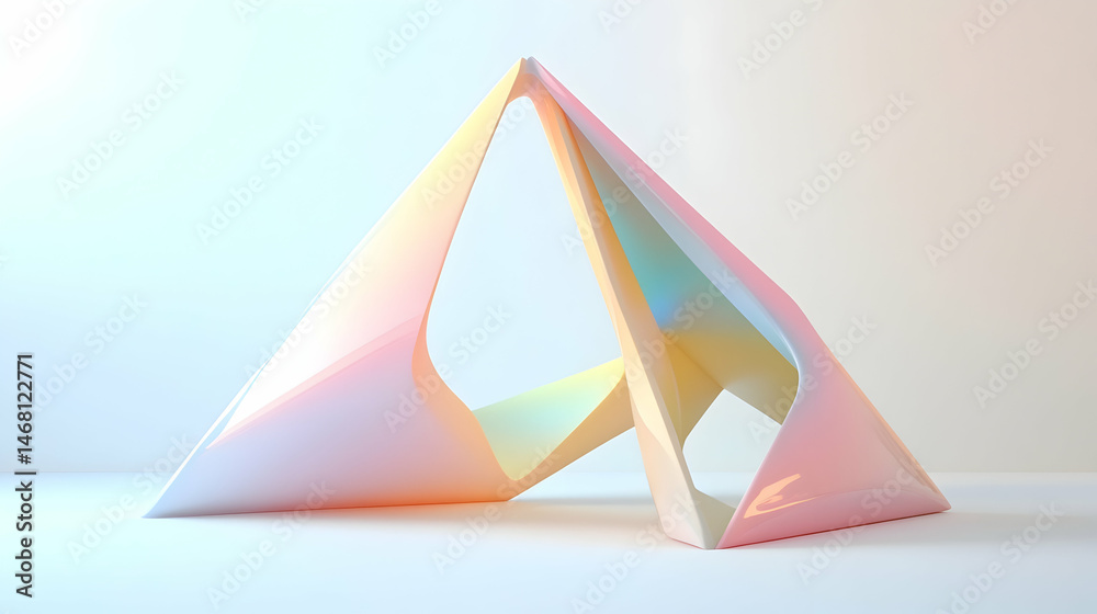 Poster pastel geometry: an abstract and softly colored triangular structure