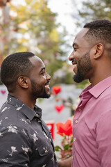 Intimate Valentine's Day Moment: Joyful Interracial Love Between Two Men
