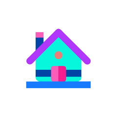 Cabin icon in flat style for travel design with copy space