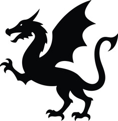 Heraldic Wyvern Design | Detailed Wyvern Dragon in Traditional Heraldic Pose, Ideal for Fantasy Art, Emblems, and Noble Family Crests