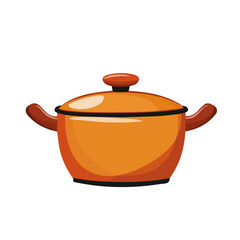 2D flat vector illustration of Cooking Pot, isolated on a white background.