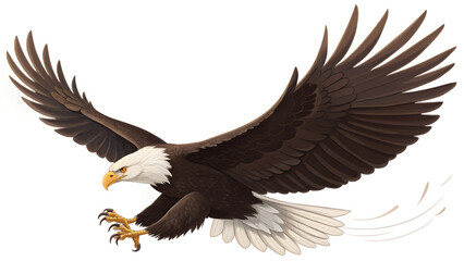 Obraz premium Majestic bald eagle soaring in flight with powerful wings and focused determination depicted