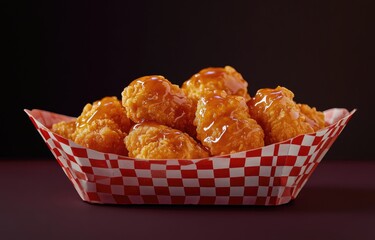 Crispy, glazed wings in a paper basket