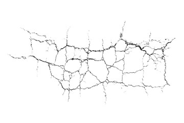 Vector overlay abstract texture. Natural complex crack element on white background. Organic grunge one color surface.