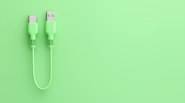 A green USB cable.