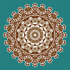 Mandala with complex ethnic ornament. Brown colors prevail. Vector illustration