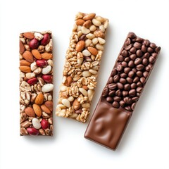 Delicious and Nutritious Snack Bars with Nuts and Chocolate Coating