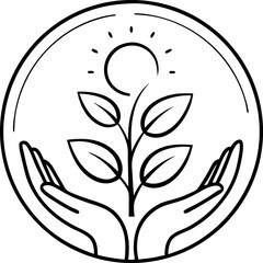 Adobe Illustrator Art Hands Holding a Growing Plant Symbolizing Care and Sustainability work