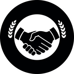 Obraz premium Circular Emblem with Handshake and Wheat Symbolizing Agreement and Prosperity