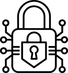 Ai lock icon line art on transparent background 
