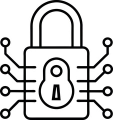 Ai lock icon line art on transparent background 
