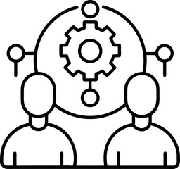 Ai human collaboration icon outline on transparent background