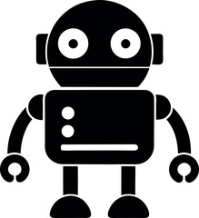 Cute robot icon silhouette on transparent background.