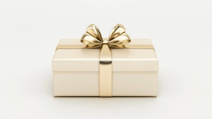 A gift box with a gold bow.