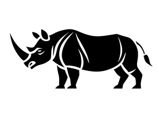 Black rhinoceros silhouette vector design on white background for animal illustration