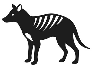 Detailed black silhouette design depicting a thylacine or tasmanian tiger predator