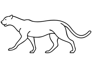Detailed black silhouette of a growling cheetah with 8k resolution vector design