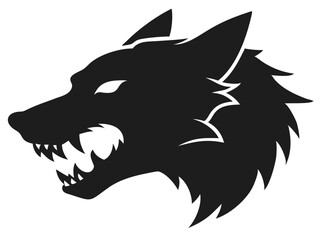 Detailed silhouette of a snarling black wolf head showing aggression and sharp teeth © Kawsar Rushan