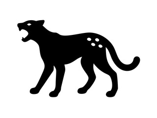 Detailed silhouette of a growling cheetah in aggressive and powerful pose
