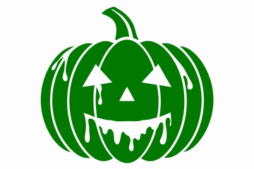 Green silhouette halloween pumpkin illustration with transparent background for design