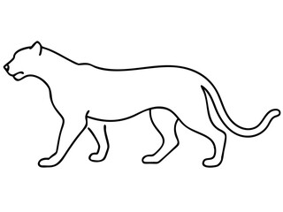 Highly detailed black silhouette illustration of a growling cheetah with transparent background