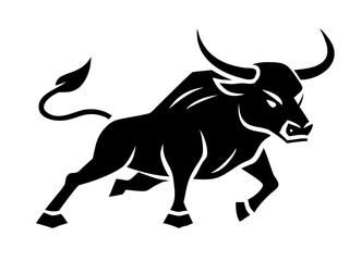 Powerful black silhouette design of an angry bull vector graphic artwork