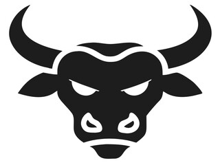 Powerful black silhouette of an angry bull head with transparent background design