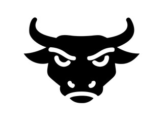 Powerful silhouette design of an angry bull demonstrating strength and aggression in vector format.