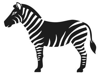 Silhouette of a stripped zebra standing in realistic detail isolated graphic design element