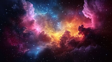 Fototapeta premium Cosmic Nebula: A Celestial Tapestry of Color and Light