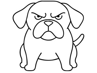 Aggressive dog silhouette vector illustration depicting anger and alertness on a white background